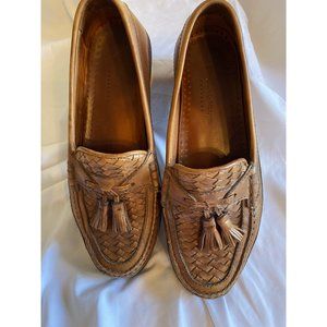 Johnston And Murphy Tan Woven Leather Tassel Loafers  Size 11 M